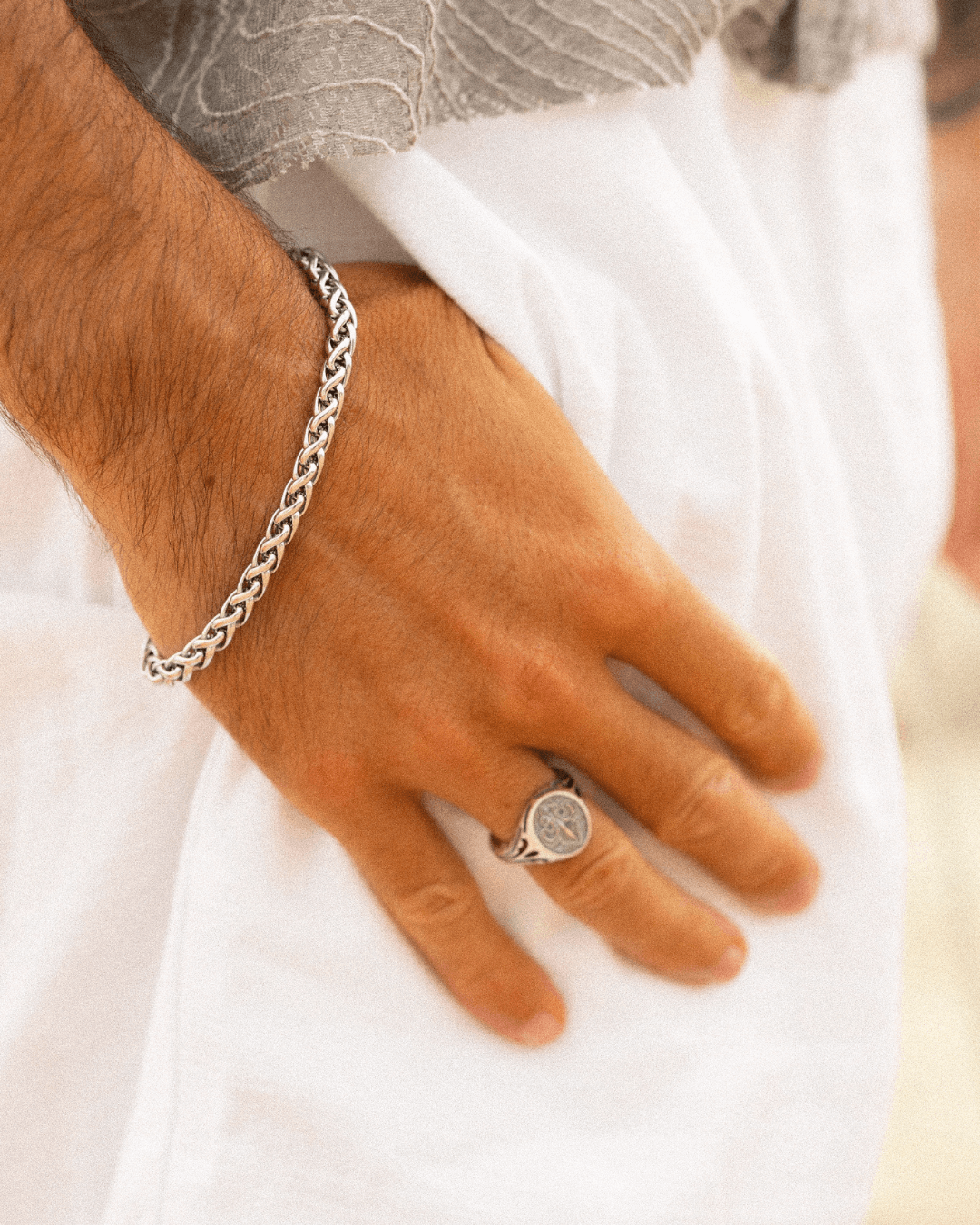 Bracelet épais torsadée en acier inoxydable argenté
