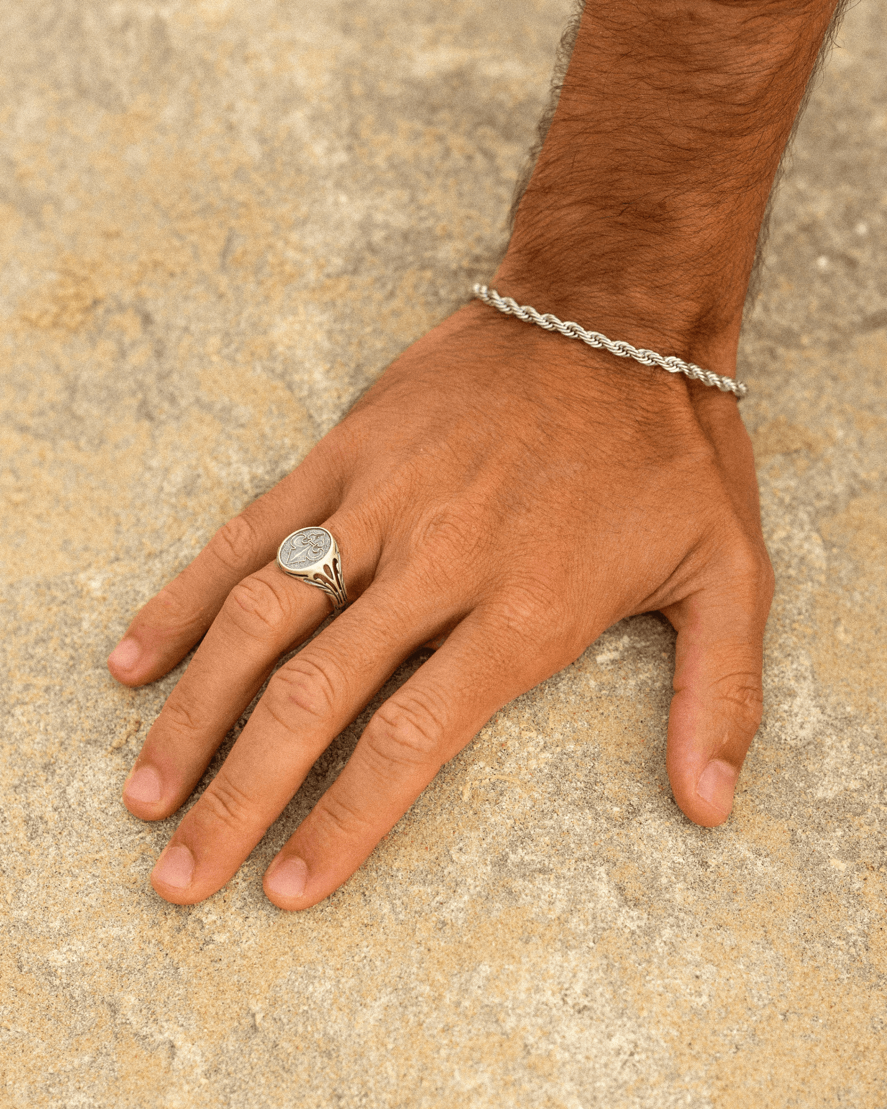 Bague royal en acier inoxydable argenté pour homme