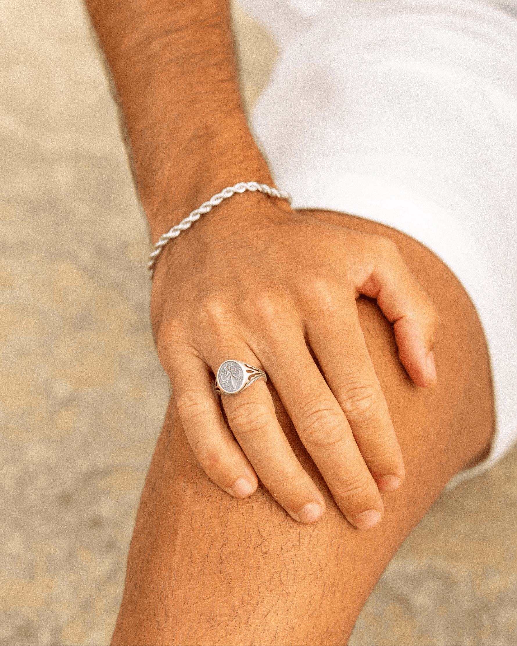 Bague fleur de lys pour homme en argent 925