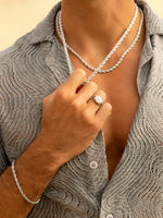 Collier pour homme torsadé en acier inoxydable argenté