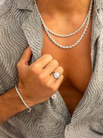 Collier pour homme torsadé en acier inoxydable argenté