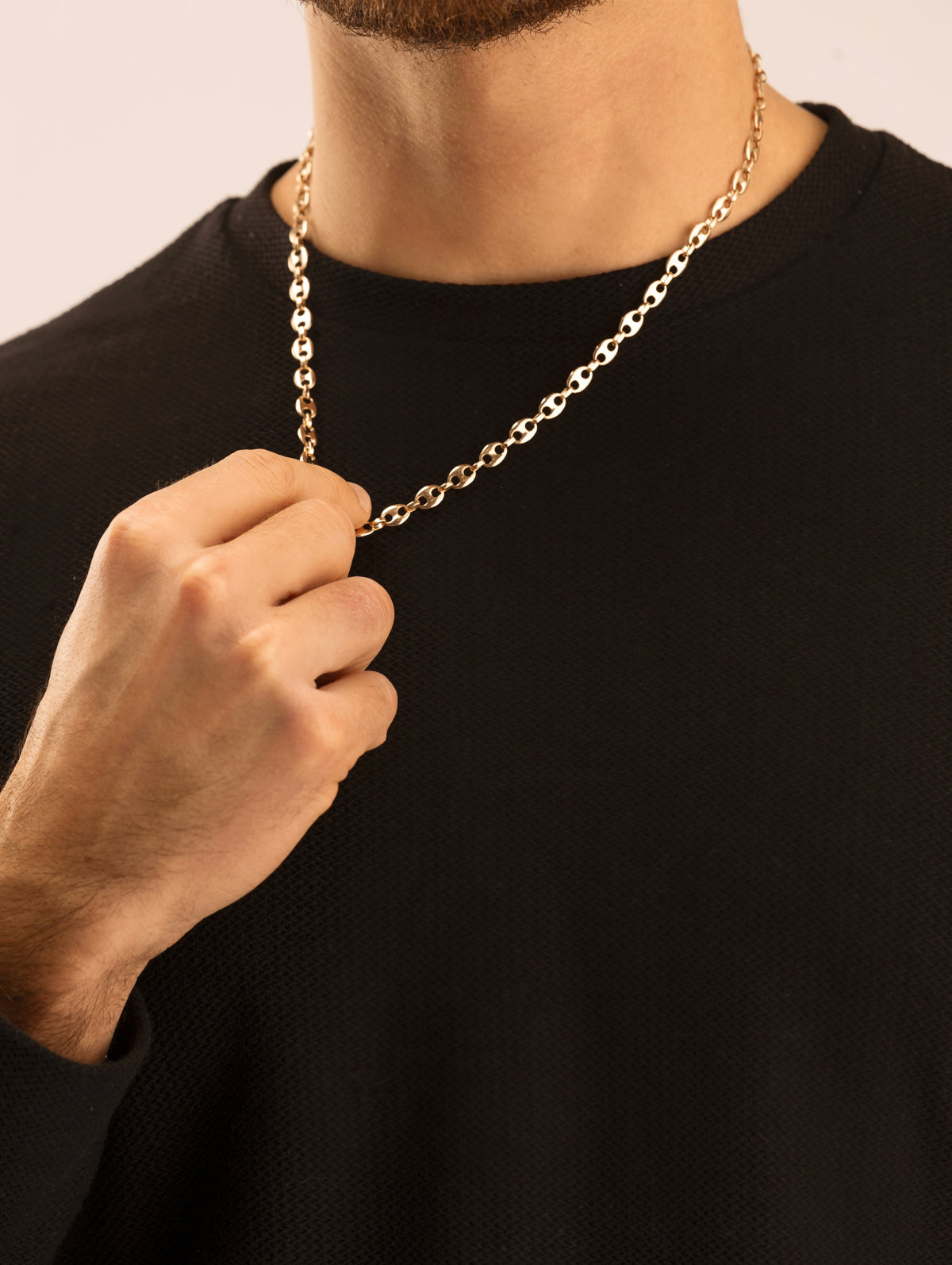 Collier grain de café en plaqué or pour homme