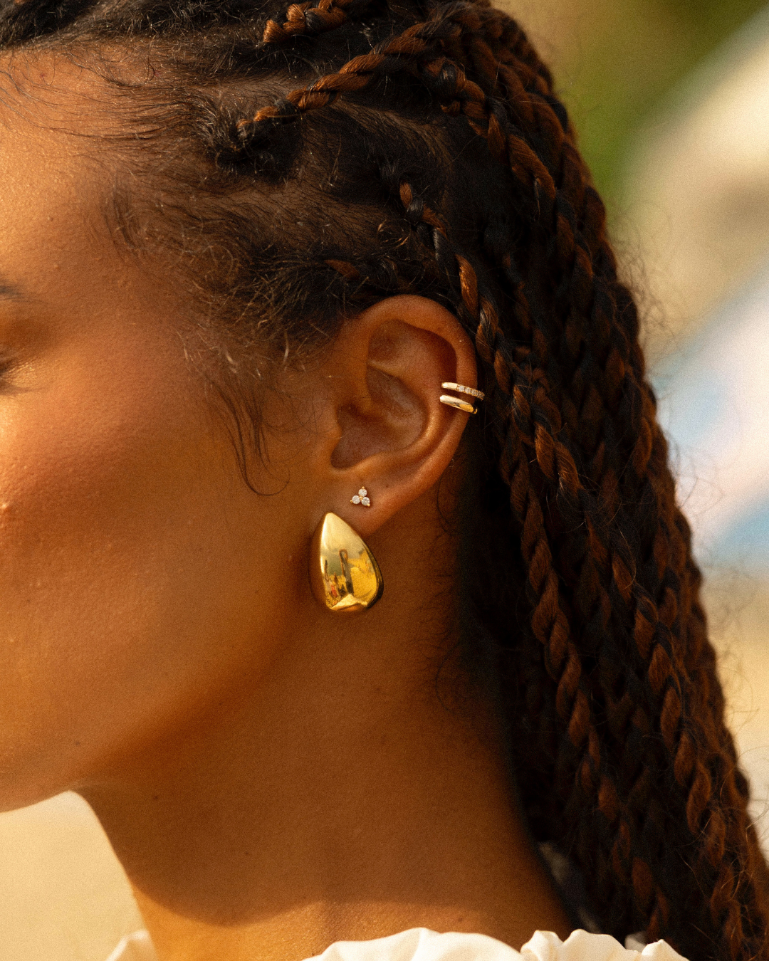 Puce d'oreille en plaqué or & argent 925