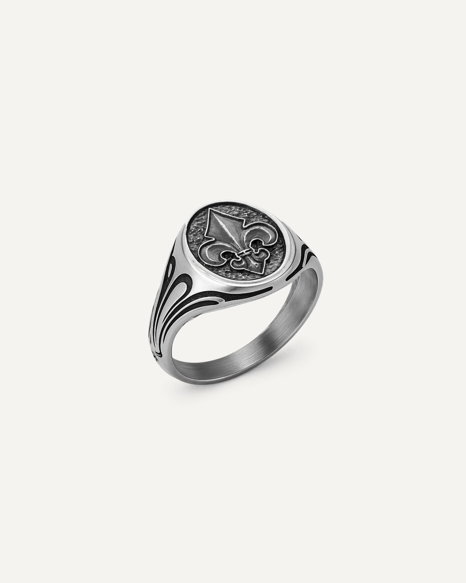 Bague fleur de lys pour homme en argent 925