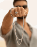 Collier pour homme torsadé en acier inoxydable argenté