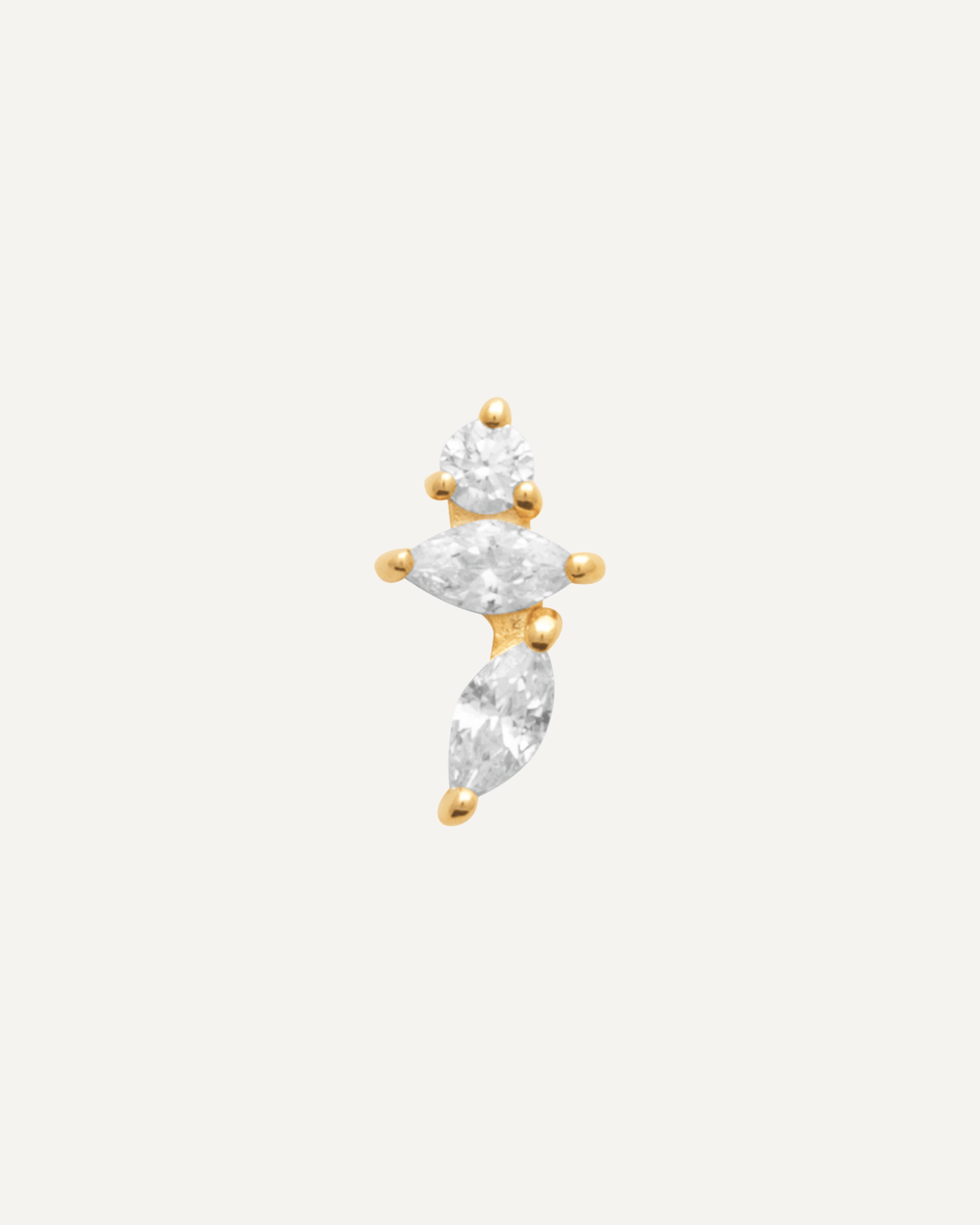 Piercing oreille zircons blanc et plaqué or